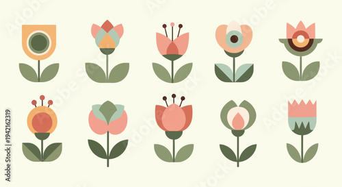 A collection of nine different colored flowers each with a unique design and pattern