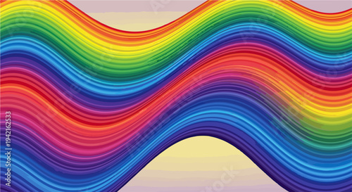 Fundo abstrato vibrante com linhas onduladas em um espectro de arco-íris, criando um design colorido e dinâmico.