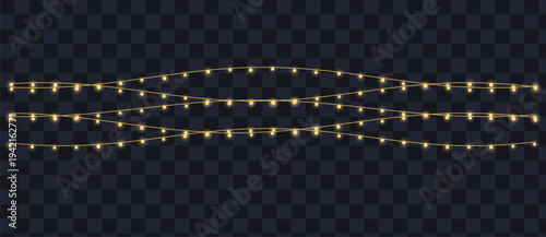 Wallpaper Mural Multiple strands of glowing yellow fairy lights illuminate a dark transparent checkerboard background brightly Torontodigital.ca