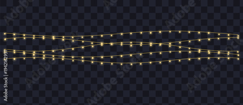 Multiple strands of warm yellow fairy lights illuminating the darkness for festive celebrations