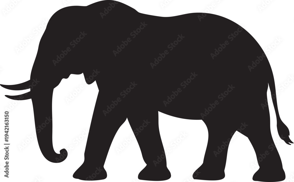 Fototapeta premium Black silhouette of a large elephant walking animal