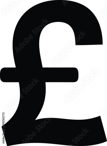 Bold Black Pound Sterling Symbol Isolated on White Background for Finance and Currency Design