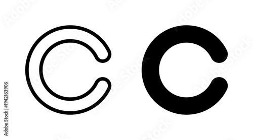 Copyright icon set vector. copyright sign and symbol