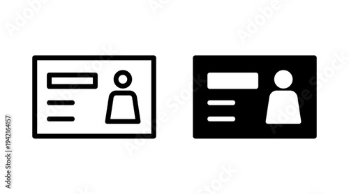 License icon set vector. ID card icon. driver license, staff identification card