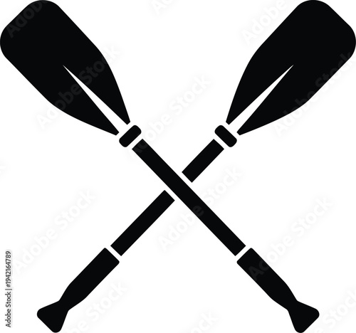 Crossed Oars Icon Isolated on White Background for Boating, Rowing, and Nautical Design