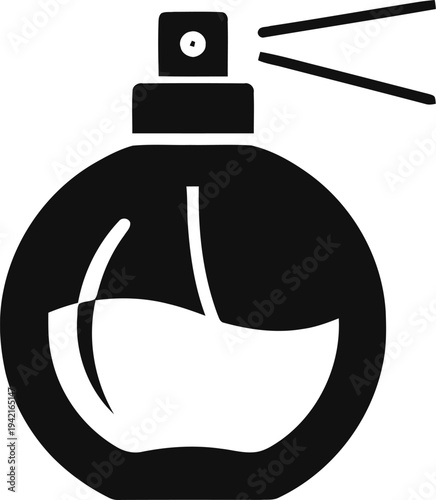 Modern perfume bottle silhouette with spray nozzle for beauty and fashion product icon