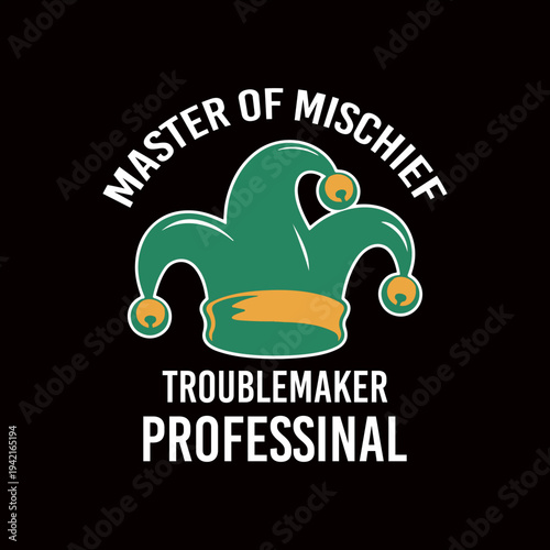 Master Of Mischief Troublemaker Funny St Patricks Day Jester Hat T Shirt Design