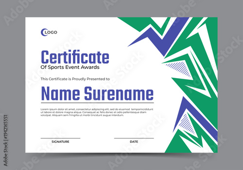 Sports event certificate design template