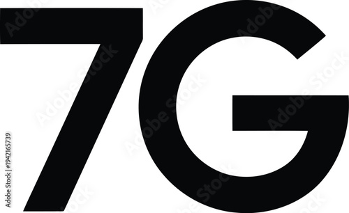 7G Black Bold Typography Isolated on White Background for Technology and Communication Concepts