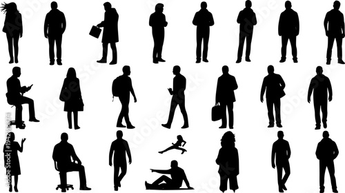 collection of silhouettes of people men and women