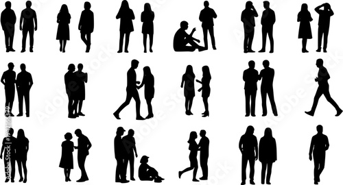 collection of silhouettes of people men and women