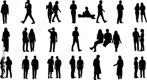 collection of silhouettes of people men and women