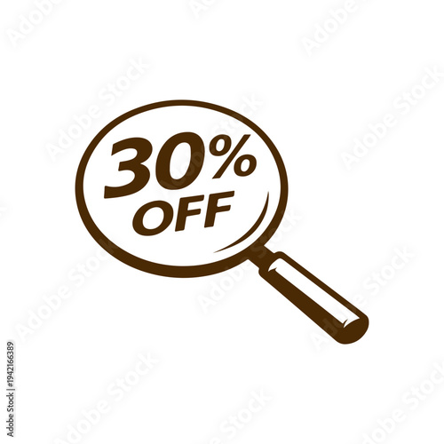 30% off magnifying glass vector
Vector percentage discount sale on a white background