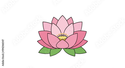 Pink lotus flower vector icon. Simple flat illustration of a water lily isolated on a white background, symbolizing peace, yoga, and meditation.