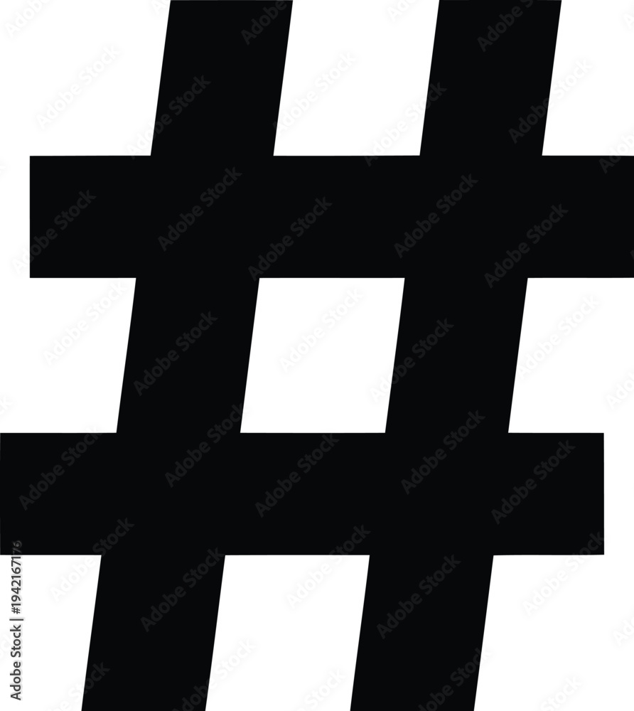 Fototapeta premium Bold Black Hashtag Symbol Isolated on White Background for Social Media and Digital Marketing Design