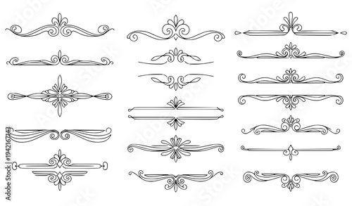 Hand Drawn Ornamental Dividers – Decorative Flourish Separator Vector Set
