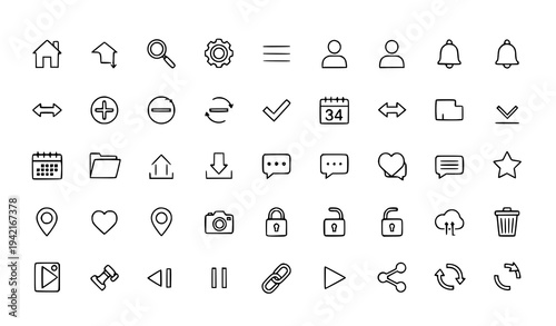 Essential General Line UI Icons – Editable Stroke Vector Set for Web and Apps