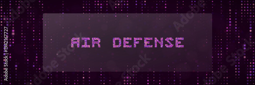 Cyber Security Air Defense Concept, Digital Pixel Art Banner for Military Technology