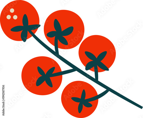 Tomato Branch Summer Harvest Cartoon