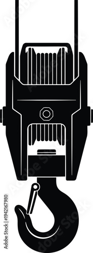 Industrial crane hook vector illustration for construction and heavy lifting equipment design