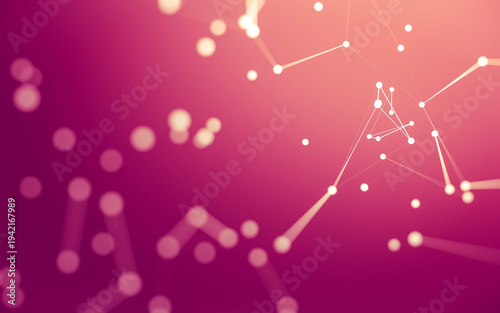 Abstract background. Molecules technology with polygonal shapes, connecting dots and lines. Connection structure. Big data visualization.