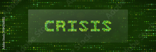 Digital Cybersecurity Ransomware Attack Green Pixelated Crisis Text on Data Background System Failure