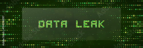 Digital Data Leak Warning on Green Pixelated Background for Cybersecurity Incident Response