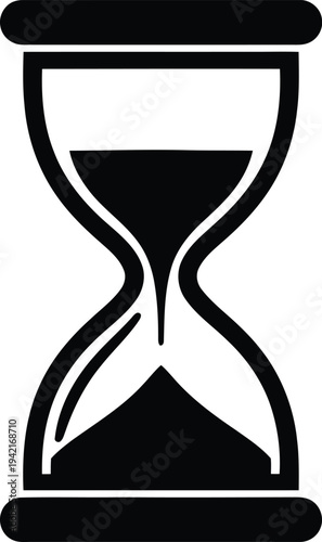 Black Hourglass Icon Isolated on White Background for Time Management and Deadline Concepts