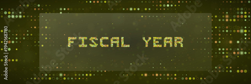 Digital Fiscal Year Text on Green Data Matrix Background for Corporate Financial Reporting