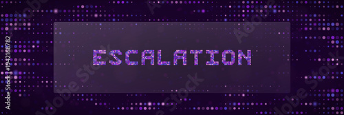 Cybersecurity Incident Escalation Digital Banner with Purple Pixelated Text
