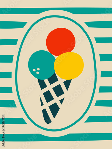Gelato Cone Poster Retro