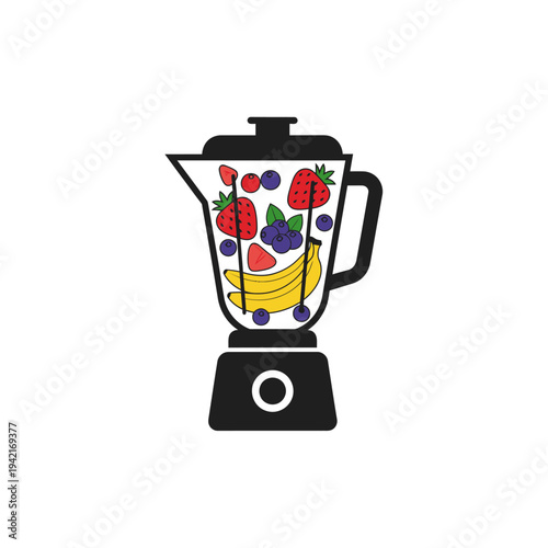 Blender with Fresh Fruits Icon Vector Illustration.