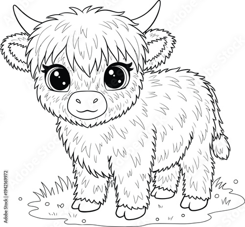 Cute Highland Calf Coloring Pages Bundle for Kids