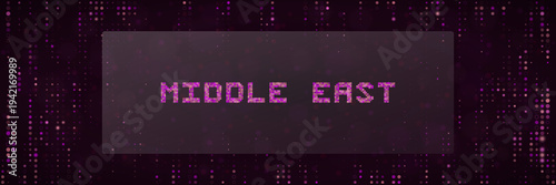 Middle East Region Digital Transformation and Data Connectivity Concept with Glowing Pixel Text
