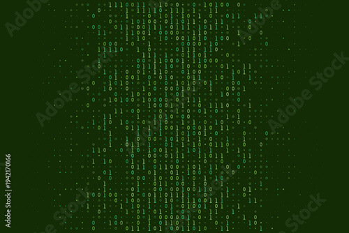 Green Binary Code Matrix Background for Cybersecurity and Data Encryption