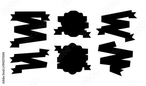 Premium black ribbon banners vector set for luxury advertising and branding