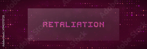 Digital retaliation word in glitch font for cyber warfare and hacking background