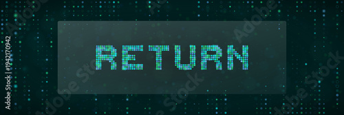 Digital Return on Investment Concept with Glowing Pixelated Text on Data Background