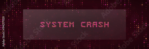 Cybersecurity System Crash Warning Message on Digital Glitch Background