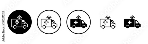 Ambulance icon logo design. ambulance truck sign and symbol. ambulance car