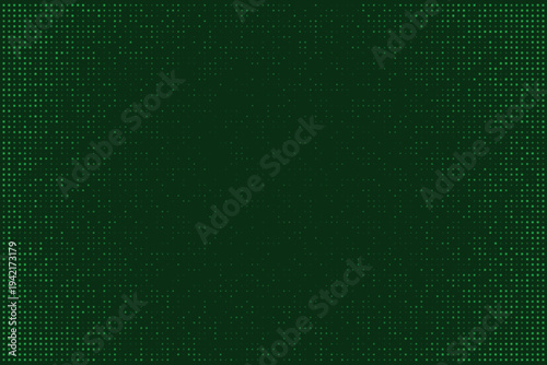 Dark green digital matrix background with glowing pixel grid for cybersecurity and data encryption
