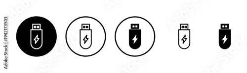 Usb icon logo design. Flash disk sign and symbol. flash drive sign. usb charging