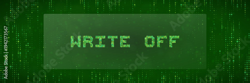 Digital Cryptocurrency Tax Loss Write Off Concept on Green Matrix Background for Accounting