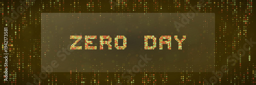 Zero Day Software Vulnerability Alert on Abstract Digital Pixelated Background