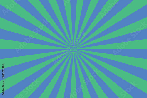 A calming visual of alternating light blue and soft teal green lines creating a centered radial burst