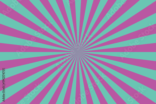 A playful pink and teal sunburst pattern radiates from the middle, creating a cheerful and bright visual sensation