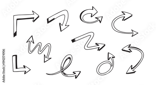 handrawn arrow doodles and direction vector collection set