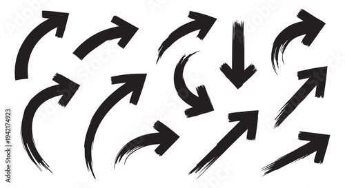 handrawn arrow doodles and direction vector collection set