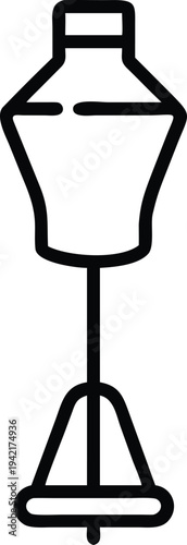 Tailor Mannequin Icon, Dressmaker Dummy Vector Illustration in Minimalist Thin Line Style