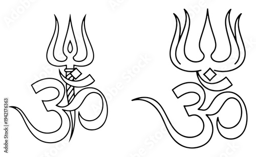 Om aum sign with trishul trident representing Lord Shiva